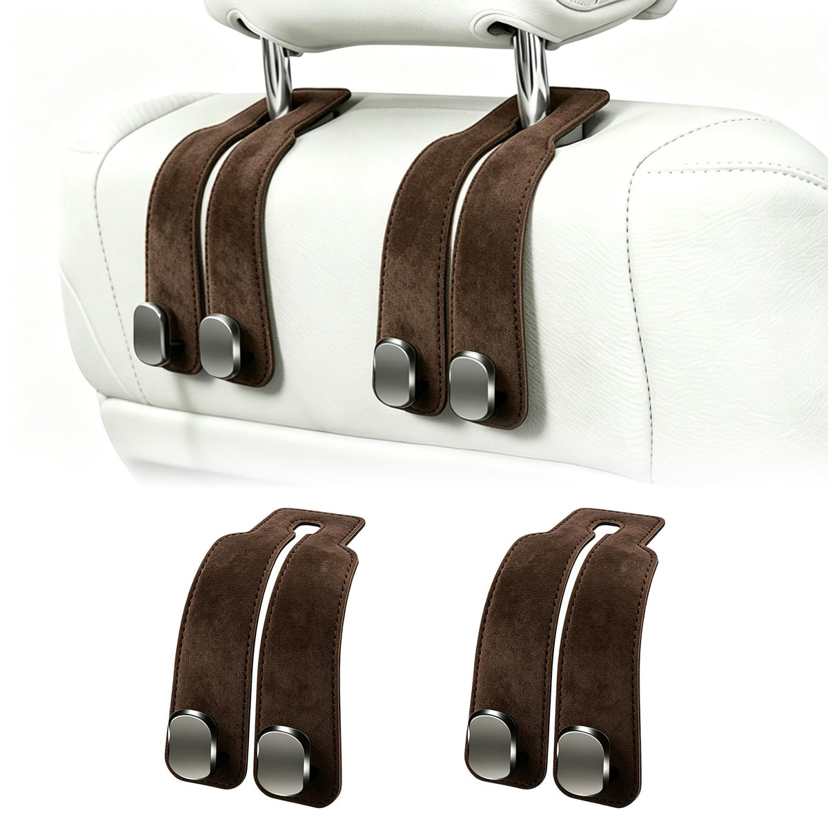 Amelity Car Headrest Hooks, Purse Hook for Car 2 Pack Black
