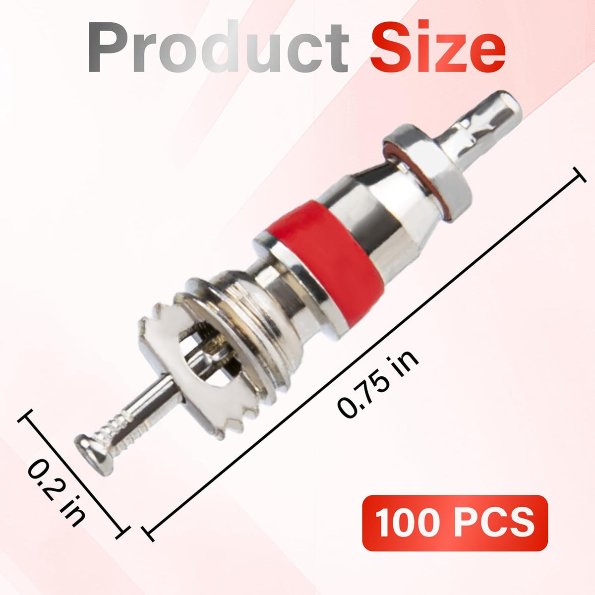 100 PCS Schrader Tire Valve Cores, Copper-Plated Chrome Valve Stem Cores