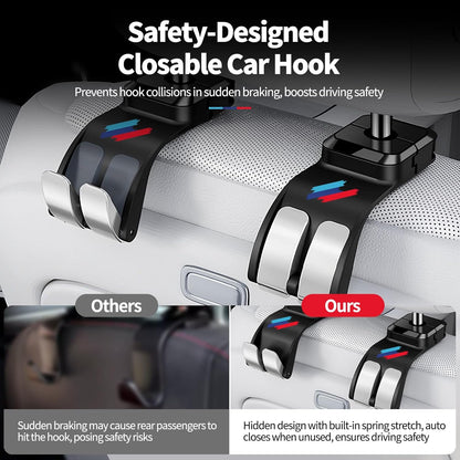 2 PCS Car Headrest Hook Safe Foldable Hidden Seat Hooks for BMW