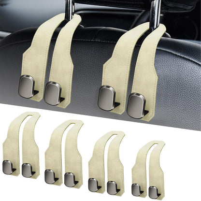 Car Purse Hook, Car Seat Headrest Hooks, Black Leather 2 Pack