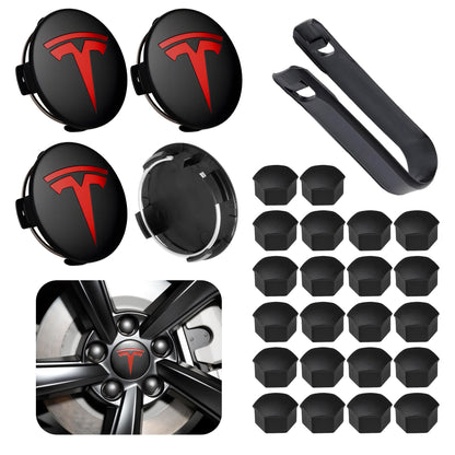 4 Pack Car Wheel Center Hub Cap Kit with 22 Lug Nut Covers