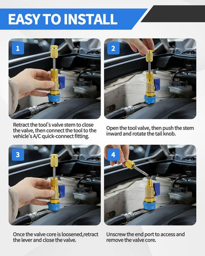 31 PCS R134A Valve Core Quick Remover Installer Tool Kit, High Low Pressure AC Valve Core Removal Tool, R134A Valve Core AC Service Port Cap Valve Stem for Refrigerant Air Conditioner System