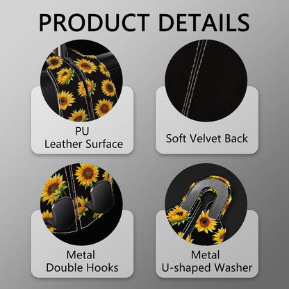 Blusabaca 2PCS Car Seat Headrest Hooks, Purses Bags Holder, Sunflower