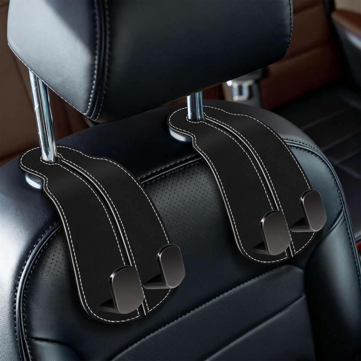 Blusabaca 2PCS Car Seat Headrest Hooks, Purses Bags Holder, Sunflower
