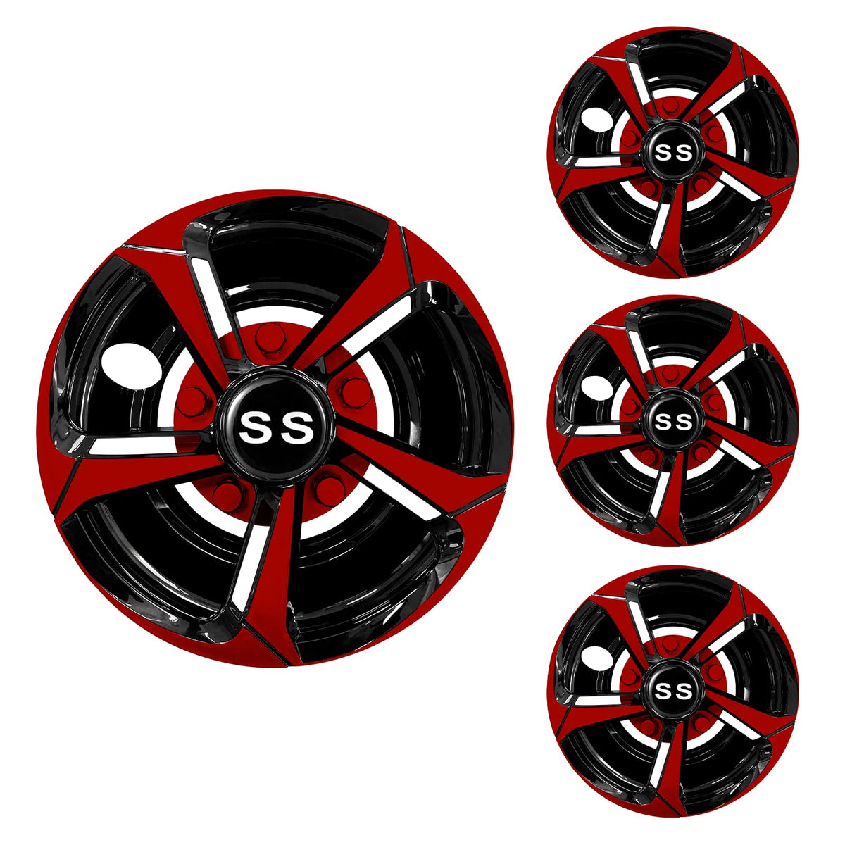 XUANYUDG0769 Golf Cart Hubcaps Wheel Covers for EZGO Club Car Yamaha Golf Cart Wheels and Tires Center Caps 8 Inch, Set of 4 Golf Cart Hub Caps, Black and Silver