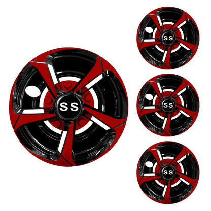 XUANYUDG0769 Golf Cart Hubcaps Wheel Covers for EZGO Club Car Yamaha Golf Cart Wheels and Tires Center Caps 8 Inch, Set of 4 Golf Cart Hub Caps, Black and Silver