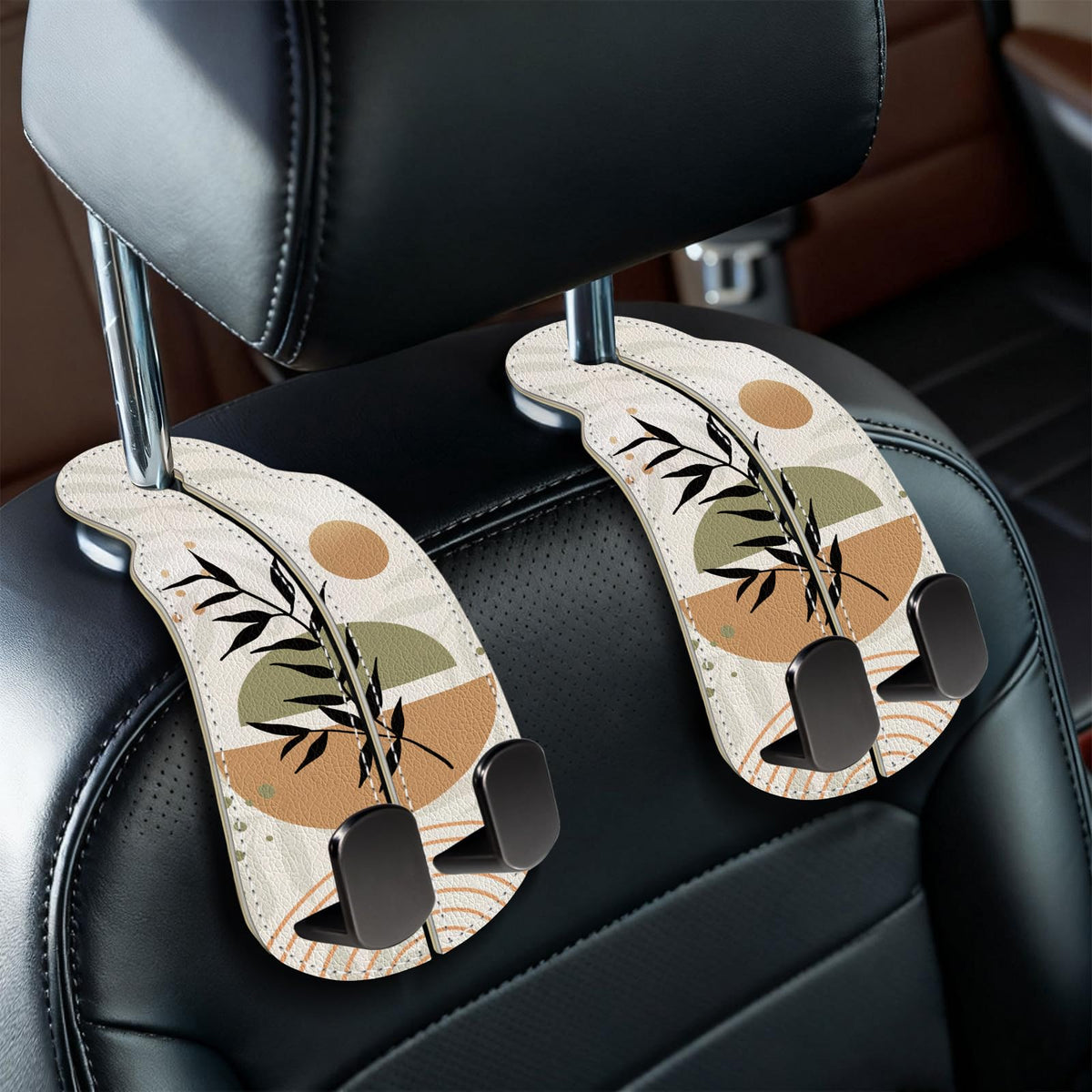 Blusabaca 2PCS Car Seat Headrest Hooks, Purses Bags Holder, Sunflower