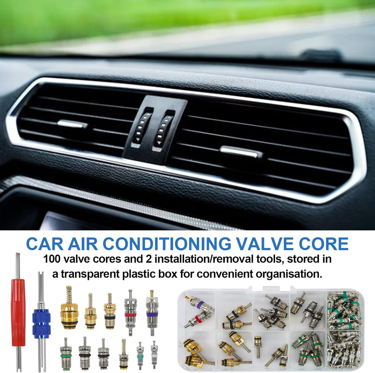 102Pcs Auto Air Conditioning Valve Core Accessories Kit