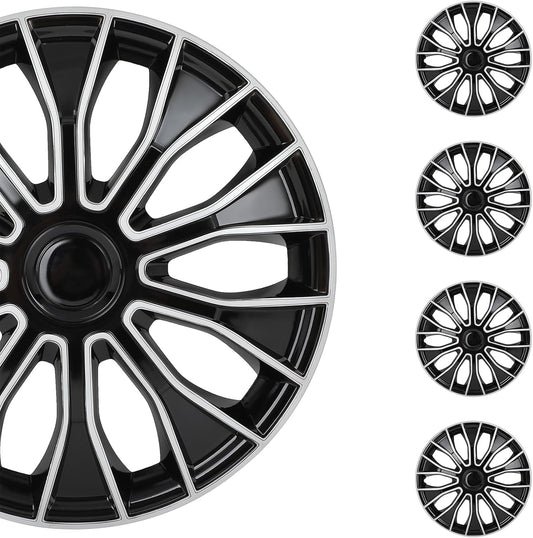 SCITOO 4pcs Wheel Rim Cover Hubcaps Set of 15-Inch Black & Silver can be Easily Installed on Car Truck SUV,Suitable for a Variety of Models,Beautiful and Rust-Proof.