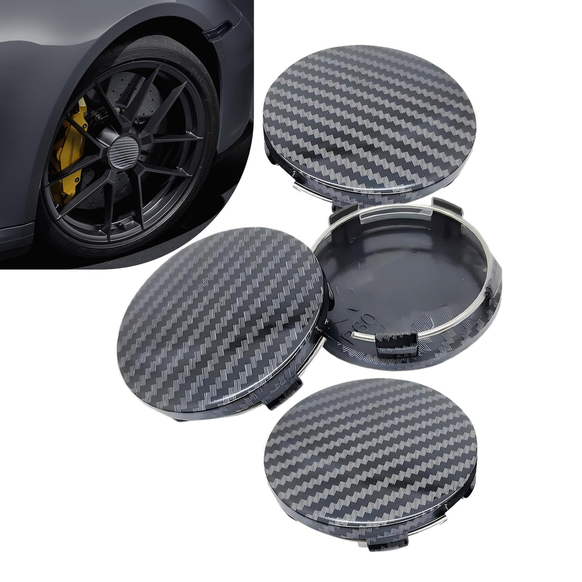 4PCS Car Wheel Center Caps, 60MM/2.36In OD 56MM/2.2In ID Center Hub Cover, ABS Snap-in Vehicle Rim Hub Caps, Rustproof Dustproof Center Cap for Rims, Universal Wheel Hub Decoration (Silver)