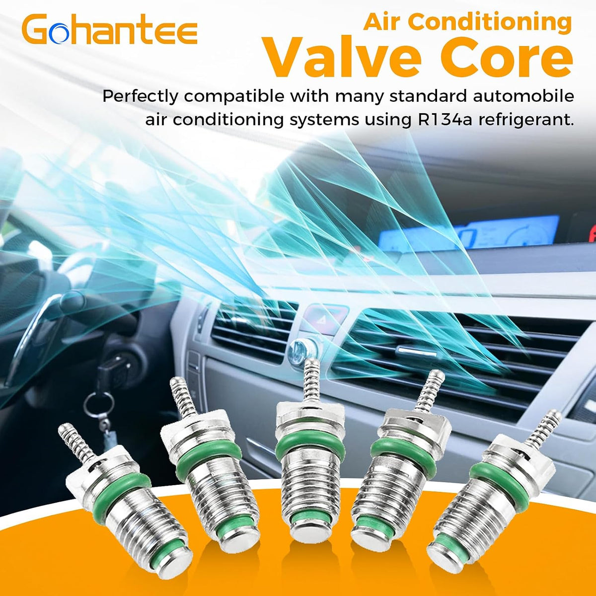 30Pcs R134a Valve Cores Air Conditioner Valve Core Schrader Valve Core Kit