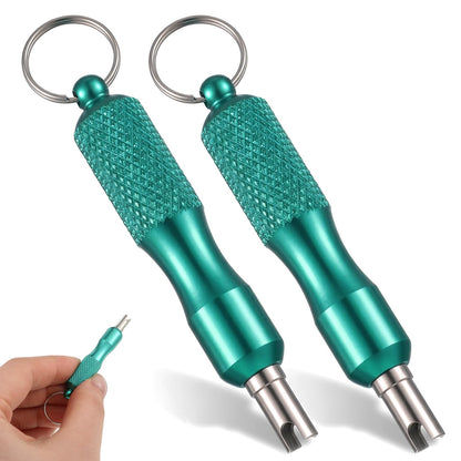 2 PCS Valve Core Removal Tool Keychain, Stainless Steel Tire Valve Stem Tool Portable Valves Core Disassembly and Repair Tools for Bicycle Car Motorcycle Repair Install Accessory