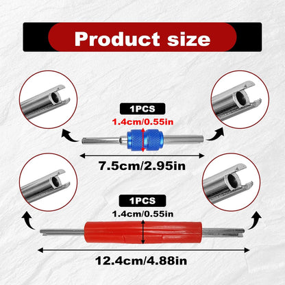 102Pcs Air Conditioning Valve Core Accessories Kit, A/C R12 R134a Refrigeration Tire Valve Stem with Double Head Dual Dismantling Remover Installer Tool Assortment Kit