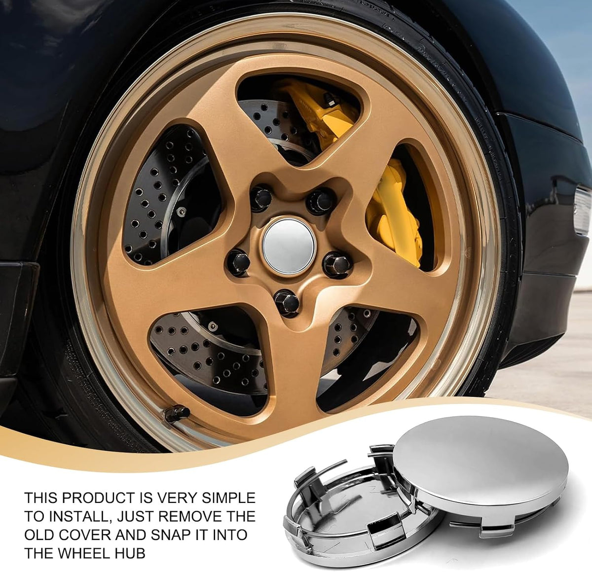 4 PCS Car Wheel Center Hub Cover, 60MM/2.36In Outer Diameter and 56MM/2.2In Inner Diameter, Snap-in Vehicle Rim Hub Caps Accessories (Silver)