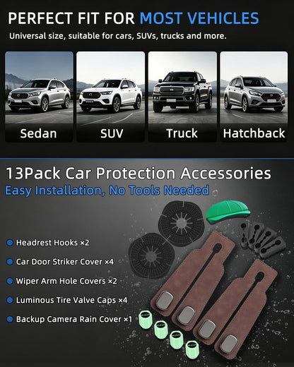 Car Headrest Hooks Holds,Universal Leather Car Purse Hook Kit (13 Pack)