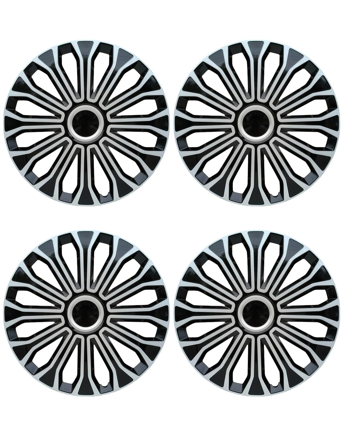 ABX Hubcap Wheel Covers Hub Caps 16 Inch Set of 4 Black & Silver Universal Wheel Rim Cover R16 Stylish Car Decor Wheel Covers for Toyota Camry Nissan Mazda (Black-A1, 16 inch)