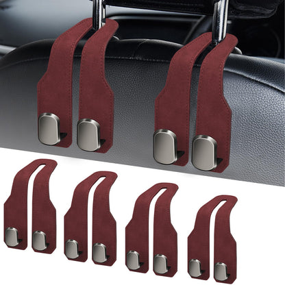 Car Purse Hook, Car Seat Headrest Hooks, Black Leather 2 Pack