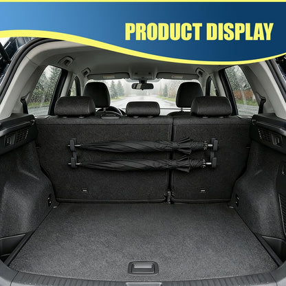 2PCS Car Umbrella Hooks, Multifunctional Auto Trunk Storage Organizer with Double Hook, Universal No Drilling Stable Vehicle Interior Umbrella Holder for Most Cars (Black)