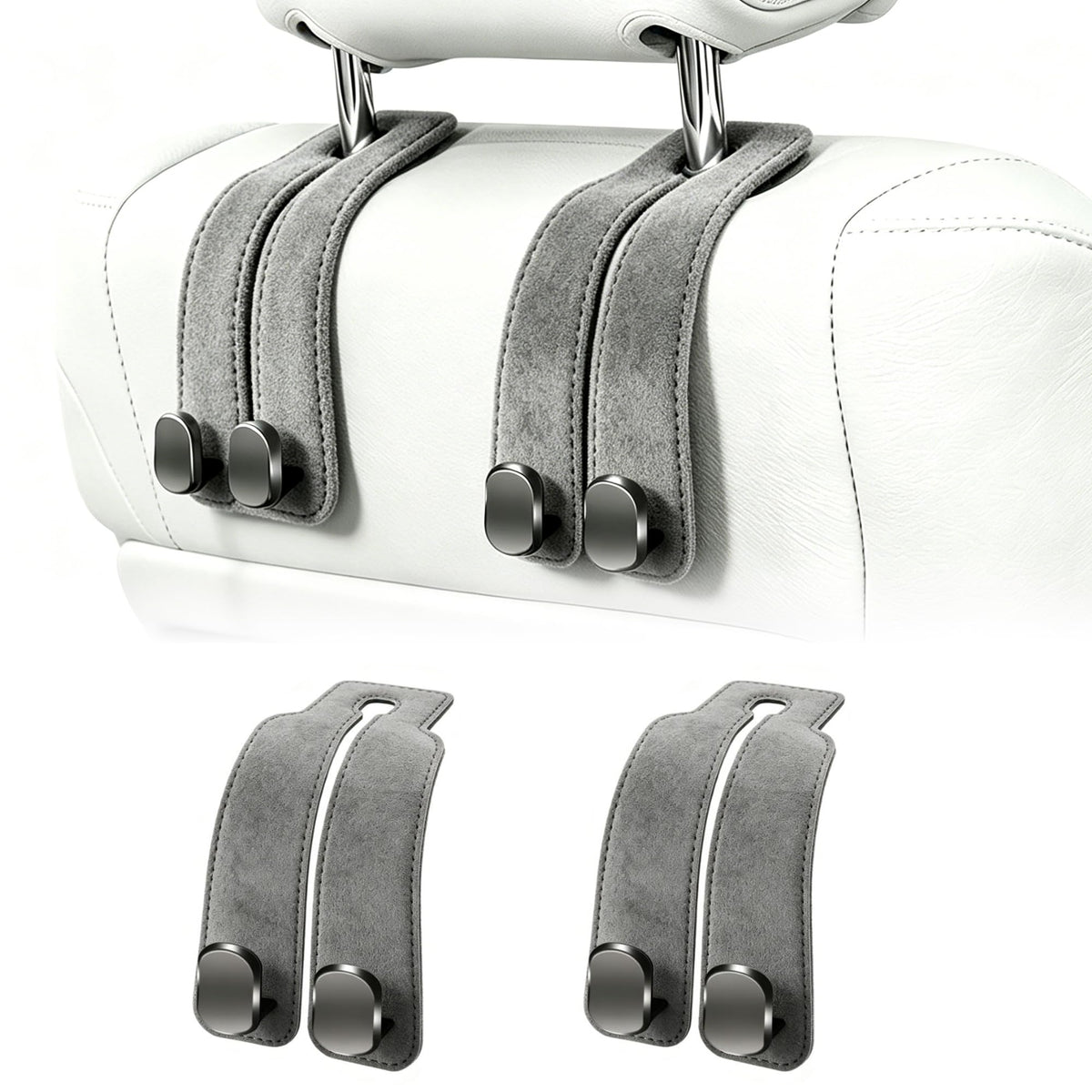 Amelity Car Headrest Hooks, Purse Hook for Car 2 Pack Black