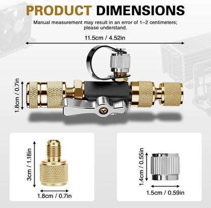 HVAC Valve Core Removal Tool,Valve Core Remover Installer Tool,1/4"& 5/16" Dual Valve Mega Flow Vacuum-Rated Valve Core Removal Tool,20 Microns Vacuum,Essential HVAC Tools for R32 R410 R22 R12