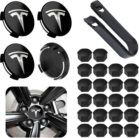 4 Pack Car Wheel Center Hub Cap Kit with 22 Lug Nut Covers