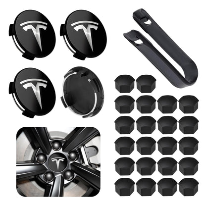 4 Pack Car Wheel Center Hub Cap Kit with 22 Lug Nut Covers