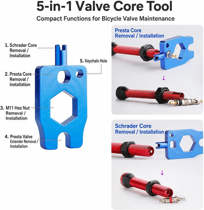 Presta Valve Core Kit, Bike Valve Cores, Caps and Presta
