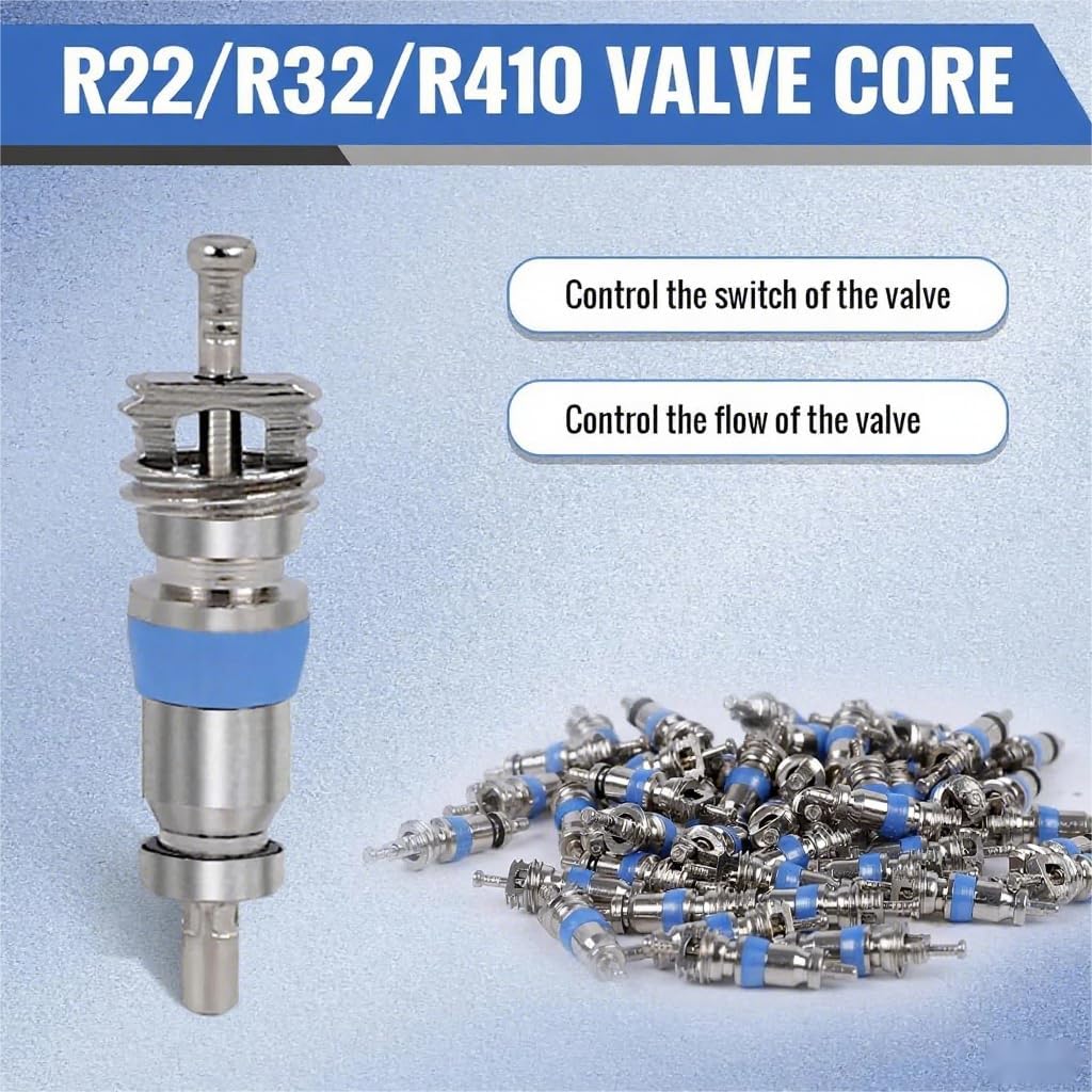 Valve Core for R410 R32 R22,High Pressure with Teflon Seal,HVAC Replacement Part Ideal for Refrigeration Systems and Air Conditioning 50PCS