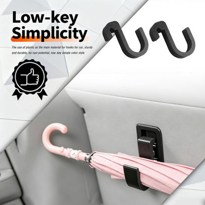 2PCS Double Car Umbrella Hook,No Drilling Car Umbrella Holder Stable Placement of Umbrellas for Trunks,Non-Wobbly Umbrellas Holder for Cars Interior Accessories as Cars Hook (One Hook)