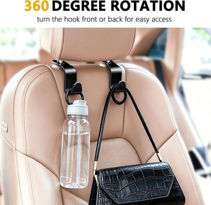 4 Pack Car Back Seat Headrest Hook Hanger for Purse Grocery Bag Handbag Hat, Purse Hook for Car with Clip