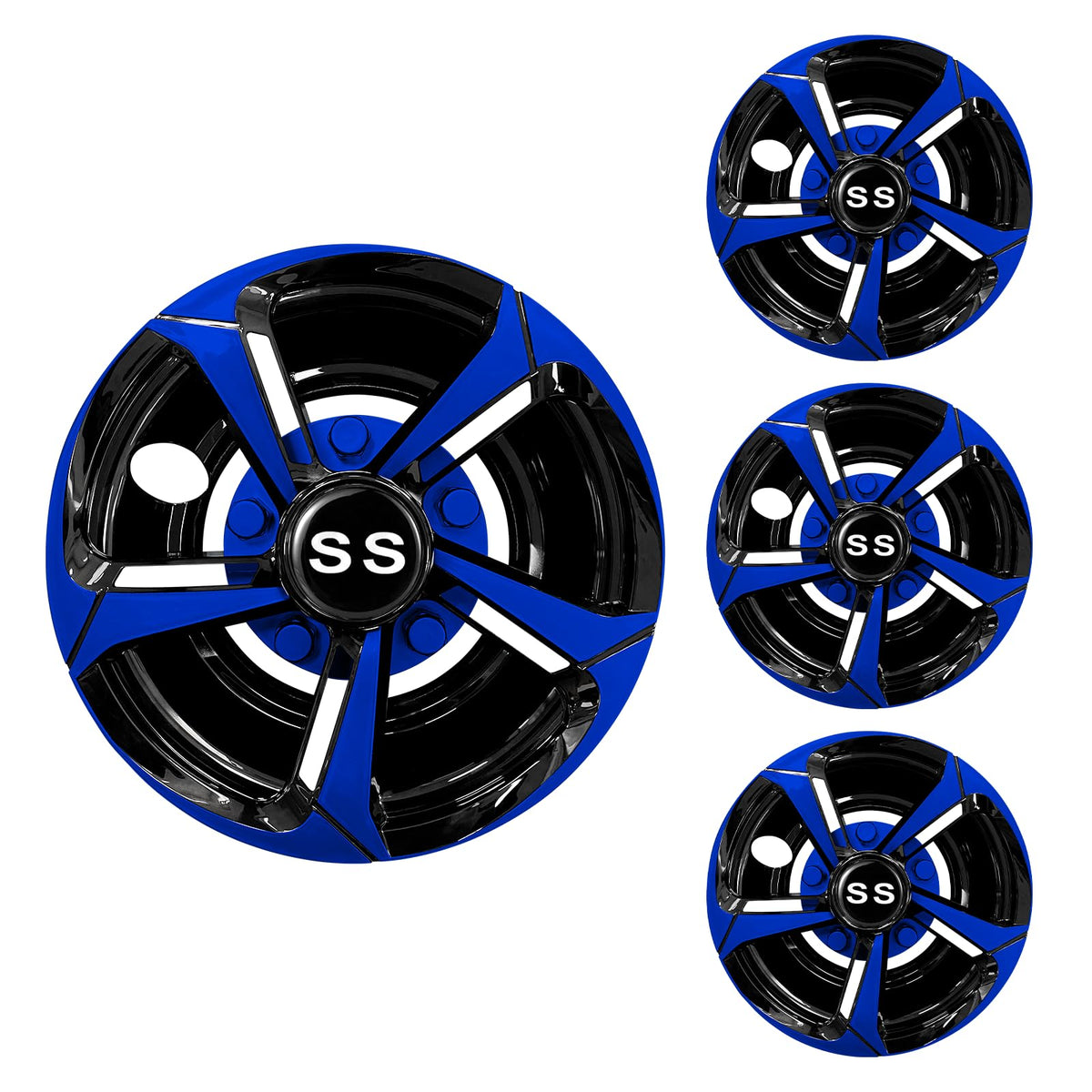 XUANYUDG0769 Golf Cart Hubcaps Wheel Covers for EZGO Club Car Yamaha Golf Cart Wheels and Tires Center Caps 8 Inch, Set of 4 Golf Cart Hub Caps, Black and Silver