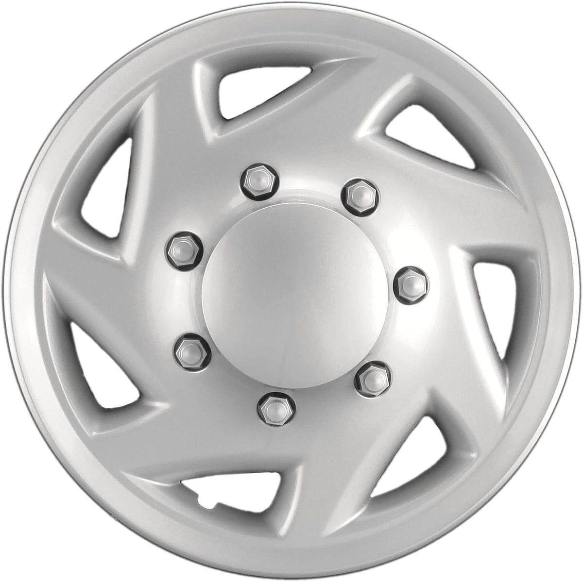 Premium Quality 16" Silver Hubcaps/Wheel Covers fits Ford Van, One-Piece Heavy Duty Construction (Set of 4)