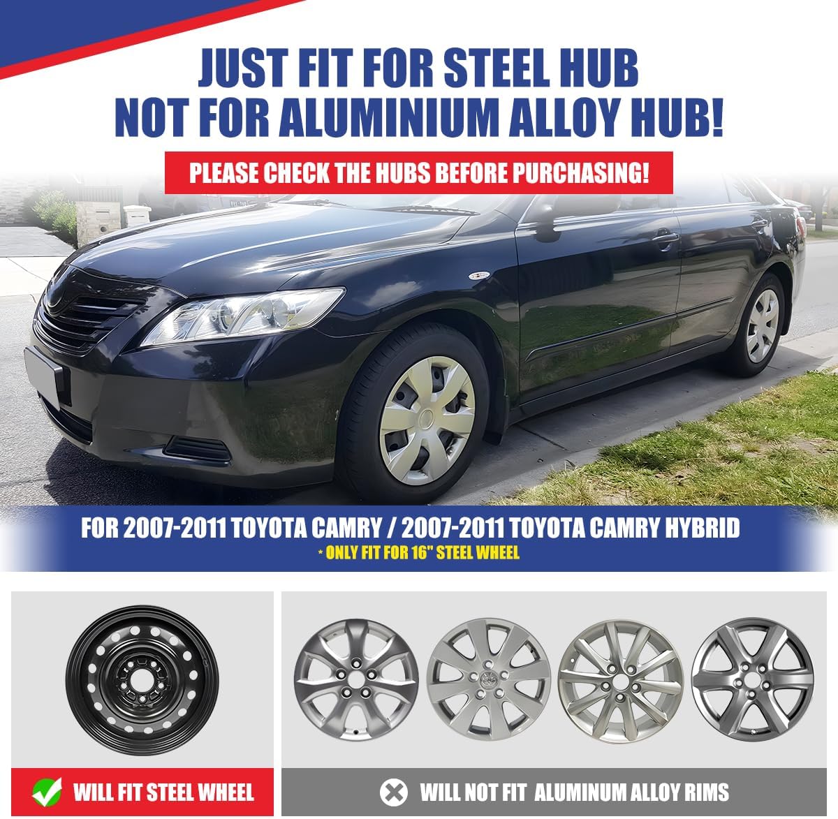CPW 16 Inch Hubcaps for 2007-2011 Toyota Camry/Camry Hybrid, Lacquer