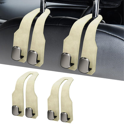 Car Purse Hook, Car Seat Headrest Hooks, Black Leather 2 Pack