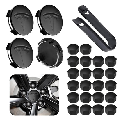 4 Pack Car Wheel Center Hub Cap Kit with 22 Lug Nut Covers