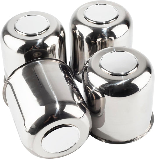 4Pcs 4.25" Stainless Trailer Wheel Center Caps, 4.29" H Chrome