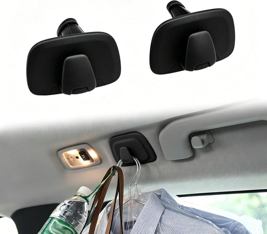 2PCS Car Roof Hooks, Car Coat Hooks, Multifunctional Vehicle Storage Hangers, Compatible with Volvo S60 / S90 / V60 / V90 / XC40 / XC60 / XC90 (Black)