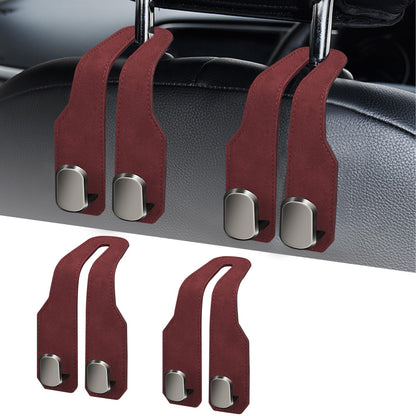 Car Purse Hook, Car Seat Headrest Hooks, Black Leather 2 Pack