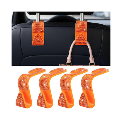 Zpana 4PCS Bling Car Seat Headrest Hooks, Crystal Rhinestones, Pink