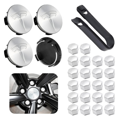 4 Pack Car Wheel Center Hub Cap Kit with 22 Lug Nut Covers