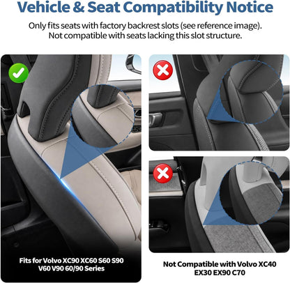 2 Packs Upgraded Foldable Car Seat Headrest Hidden Hooks for Volvo