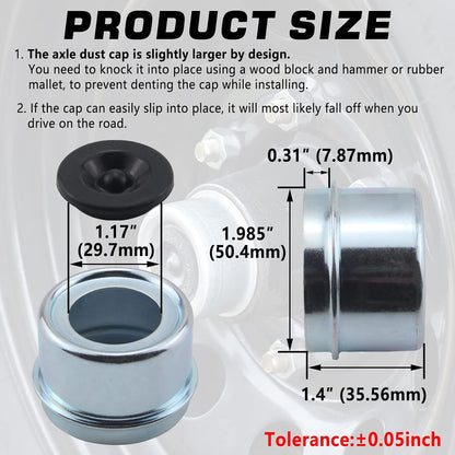 4pcs 1.98'' Trailer Hub Dust Caps for 2000 3500 lb Boat RV Trailer