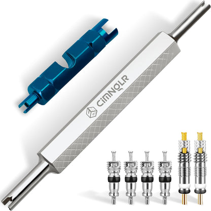 Tire Valve Core & Stem Removal Tool, Schrader Remover with 6Pcs Valve Cores
