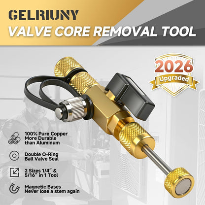 2026 Upgraded Vacuum-Rated Valve Core Removal Tool, 1/4" & 5/16" 2 Sizes