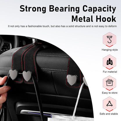 2Pcs Car Headrest Hooks, Luxurious Leather Metal Twin Hook Design, Multifunctional Seat Back Storage Hanger Holder, Universal Auto Accessory for Purses Bags Handbags (Black)