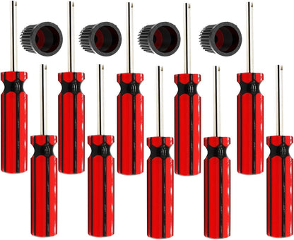 10 Pcs 6523339 Valve Core Removal Tool w/4 Tire Valve dust Cap Automotive Car Motorcycle Truck Bike Screwdriver Valve Stem Core Remover Tire Repair Install Tool
