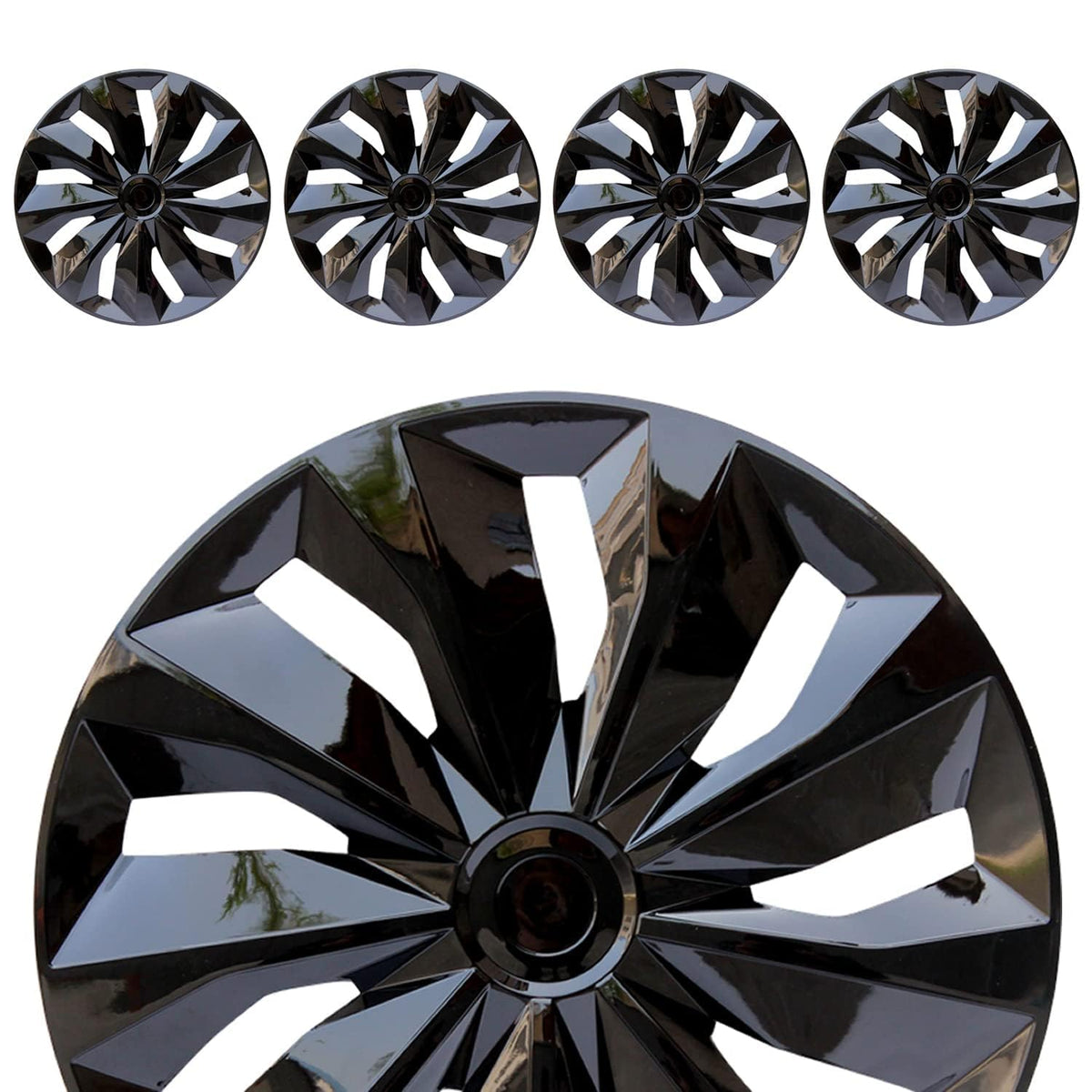 ABX Hubcap Wheel Covers Hub Caps 16 Inch Set of 4 Black & Silver Universal Wheel Rim Cover R16 Stylish Car Decor Wheel Covers for Toyota Camry Nissan Mazda (Black-A1, 16 inch)