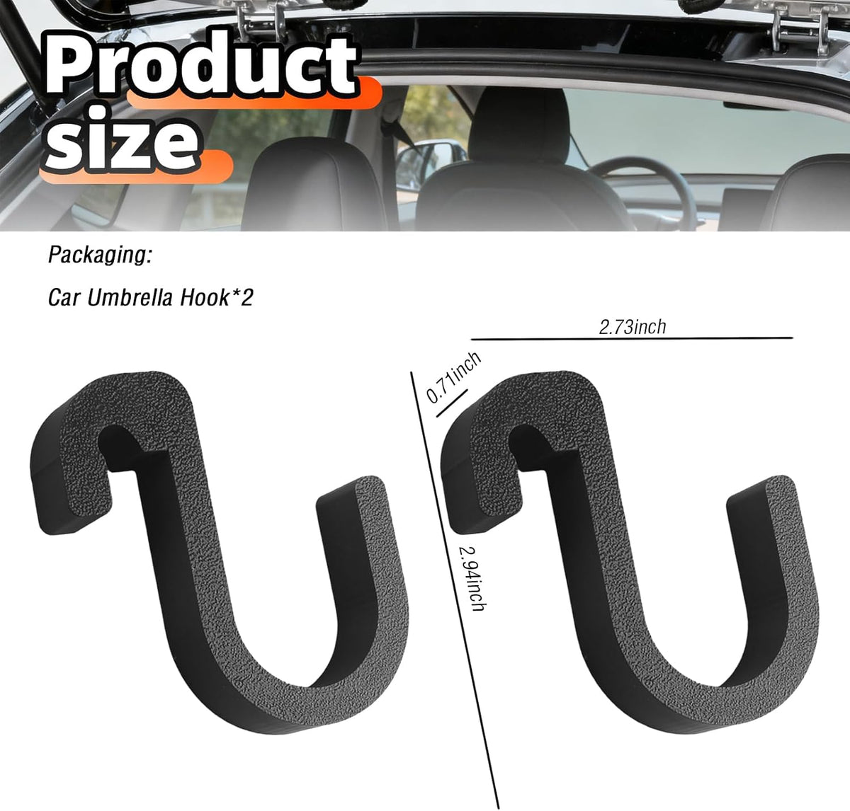 2PCS Double Car Umbrella Hook,No Drilling Car Umbrella Holder Stable Placement of Umbrellas for Trunks,Non-Wobbly Umbrellas Holder for Cars Interior Accessories as Cars Hook (One Hook)