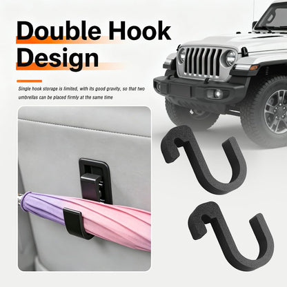2PCS Double Car Umbrella Hook,No Drilling Car Umbrella Holder Stable Placement of Umbrellas for Trunks,Non-Wobbly Umbrellas Holder for Cars Interior Accessories as Cars Hook (One Hook)