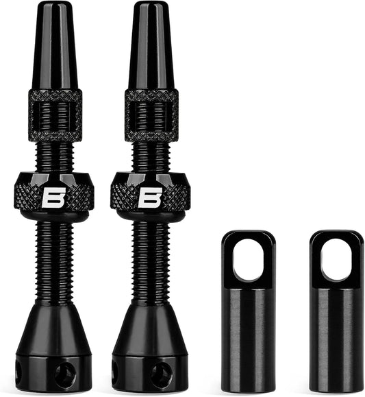BWSHLF Tubeless Presta Valve Stem 40/44/55/60/65/70/80/100 mm, Super Light Alloy Presta Valve Stem Kit with Valve Core Remover Tool and Valve Stem Caps - Multiple Color and Size Options(Pair)